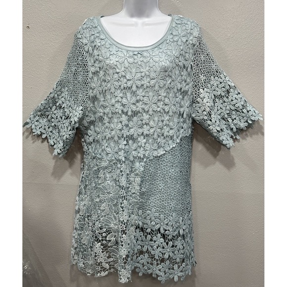 Simply Couture Dresses & Skirts - Simply Couture Crochet Floral Dress Womens Sz 3X Teal Boho Lining New With Tags